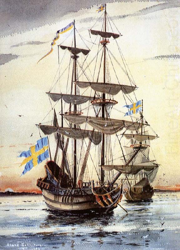 kalmare nyckel och fagel grip pa alusborgsfjorden fore avfarden till nya sverige i borjan av november 1637, unknow artist